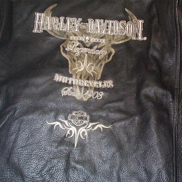 Rare Harley Davidson Leather Motorcycle Jacket Since 1903 painted Steer 3X - Picture 7 of 7